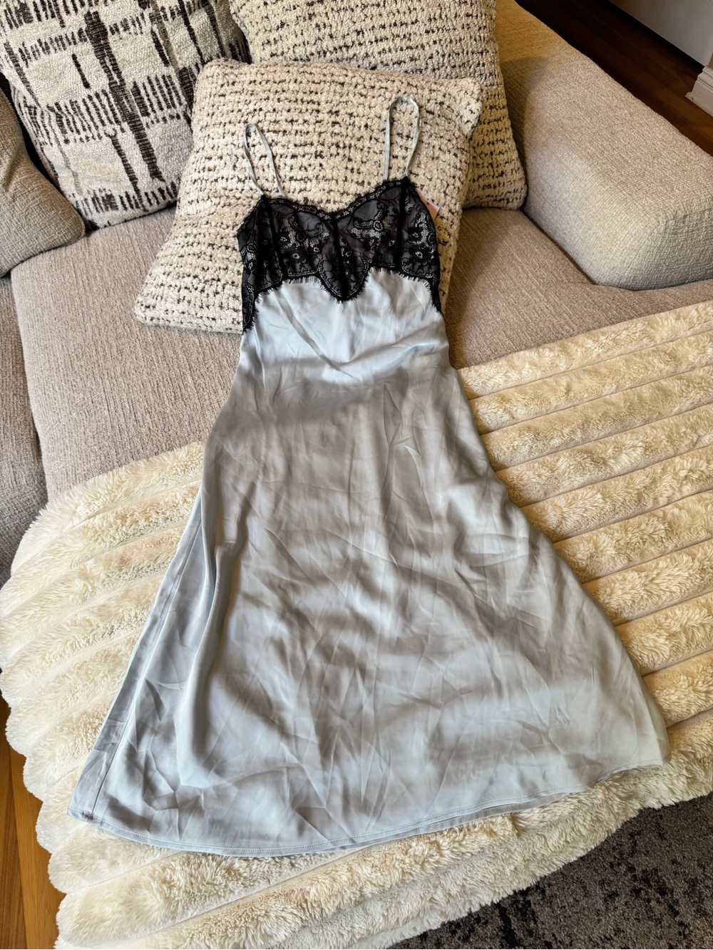 Wild fable satin lace slip midi dress xxs
